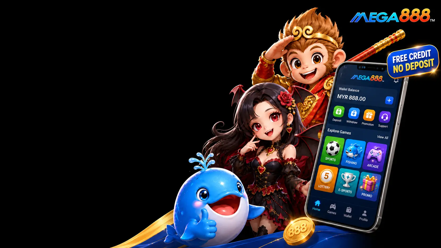 Kaunter malam aplikasi MEGA888 pada telefon